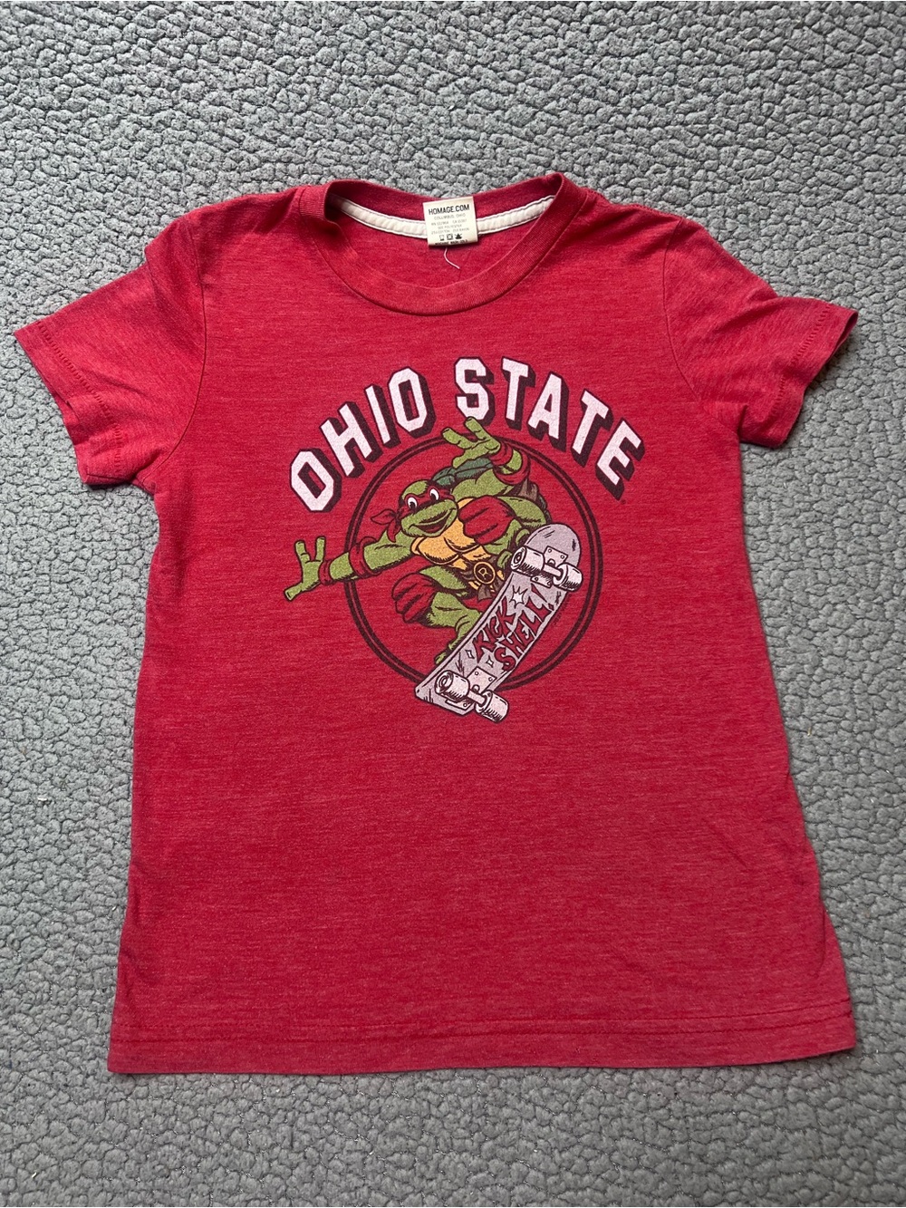 Homage TMNT Raphael x Ohio State Kick Shell T Shirt Little Boys Size 8 Red